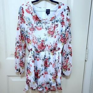 Disney Beauty and the Beast White Floral Romper